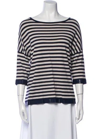 Pre-owned Max Mara Striped Scoop Neck T-shirt In Blue