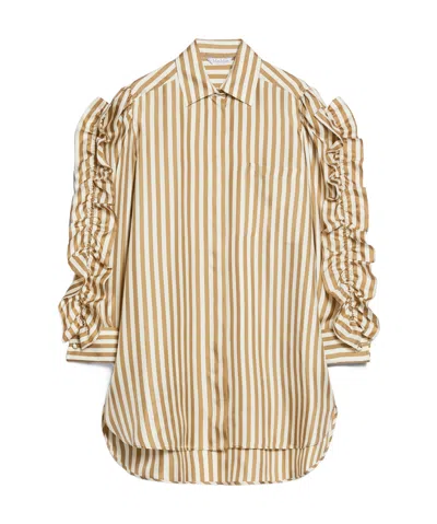 Max Mara Striped Shirt Dress In Beige