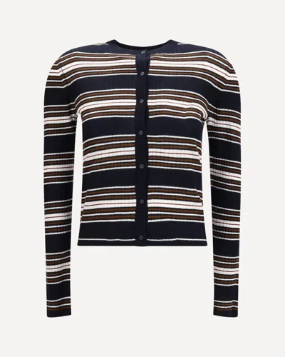 Max Mara Striped Silk And Wool Cardigan In Blue