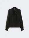 Max Mara Scafati Silk Shirt With Lurex Profiles In Black