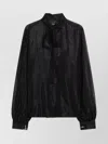 Max Mara Striped Silk Chiffon Long Sleeve Blouse In Black