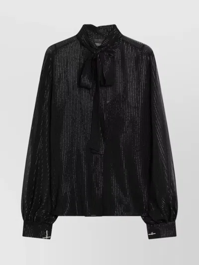 MAX MARA STRIPED SILK CHIFFON LONG SLEEVE BLOUSE