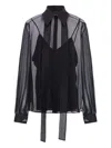 Max Mara Striped Silk Chiffon Shirt In Black