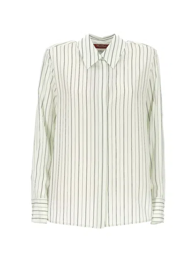 Max Mara Striped Silk Shirt In Multi