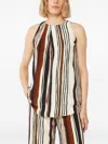 Max Mara Striped Silk Top In Brown