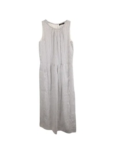 Pre-owned Max Mara Striped Sleeveless Maxi Dress In White