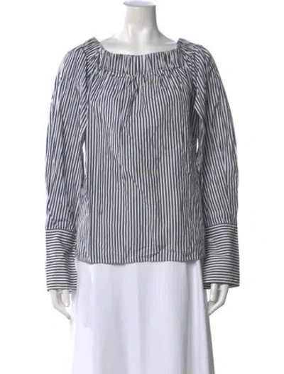 Pre-owned Max Mara Striped Square Neckline Blouse In Multi