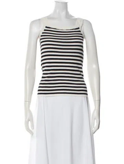 Pre-owned Max Mara Striped Square Neckline Top In Black