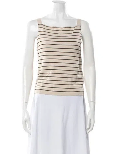 Pre-owned Max Mara Striped Square Neckline Top In Blue