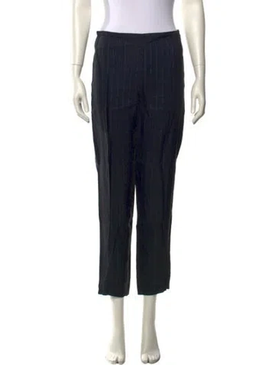 Pre-owned Max Mara Striped Straight Leg Pants In Black