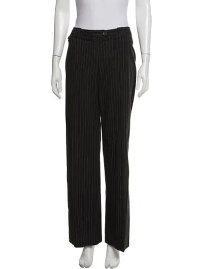 Pre-owned Max Mara Striped Straight Leg Pants In Black