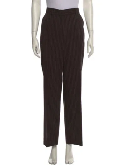 Pre-owned Max Mara Striped Straight Leg Pants In Brown