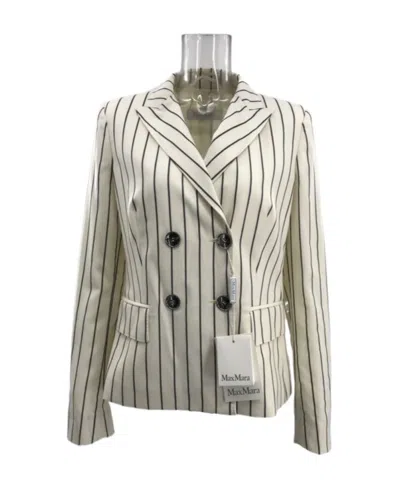Max Mara Striped Suit Jacket In Gray