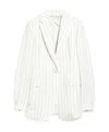 Max Mara Striped Suit Jacket In White
