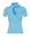 Max Mara Striped-pattern Bow-detail T-shirt In Blue