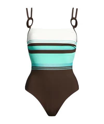Max Mara Striped Swimsuit In Blue