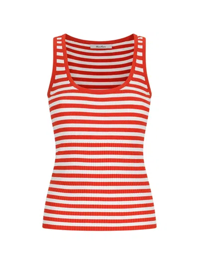 Max Mara Striped Tank Top In Red