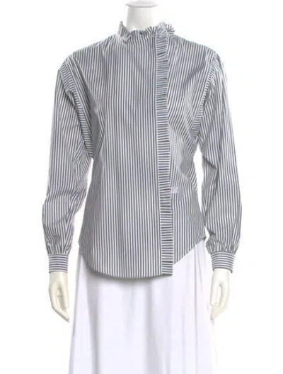 Pre-owned Max Mara Striped Tie Neck Blouse W/ Tags In Multi