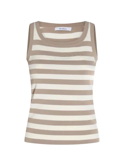 Max Mara Striped Top In Neutral