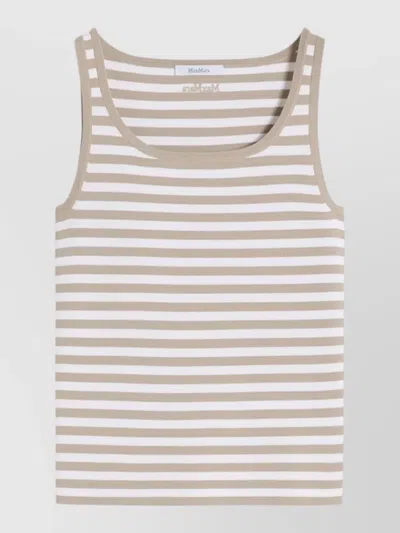 Max Mara Striped Top Round Neck Thin Straps In Multi