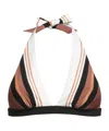 Max Mara Striped Triangle Bikini In Black