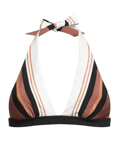 Max Mara Striped Triangle Bikini In Black