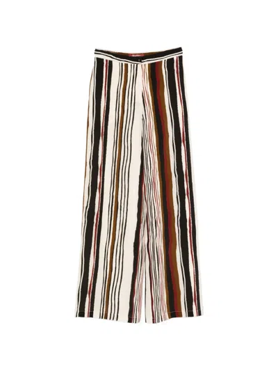 Max Mara Striped Wide-leg Trousers In Brown
