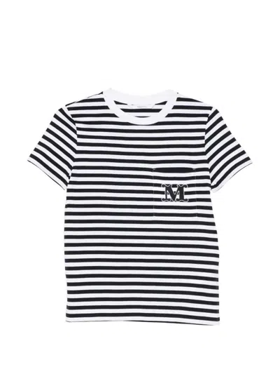 Max Mara Striped T-shirt With Applique In Multi