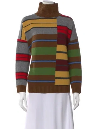 Pre-owned Max Mara Striped Turtleneck Sweater In Multi