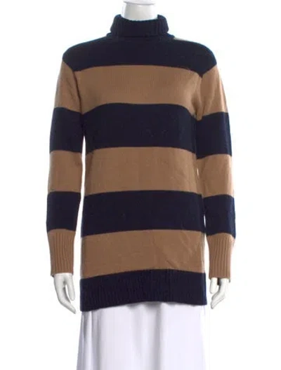 Pre-owned Max Mara Striped Turtleneck Sweater In Neutrals