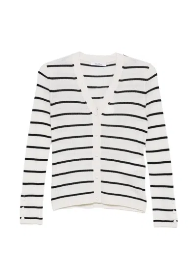 Max Mara Slim Fit Cashmere-silk Sweater With Wide V-neckline In Multi