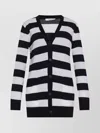 Max Mara Striped V-neck Wool Cardigan Pockets In Multi