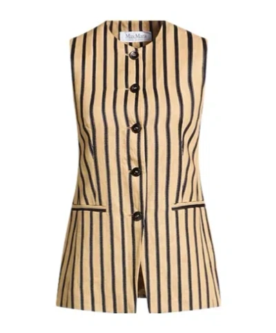 Max Mara Striped Vest In Nude