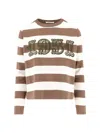 Max Mara Sleeveless Crew Neck Top With Embroidered Detail In Brown