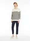 Max Mara Striped Viscose Sweater In Black