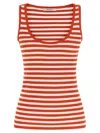 Max Mara Coral Striped Rib Tank Top In Red