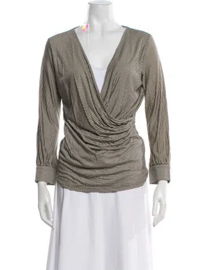 Pre-owned Max Mara Striped V-neck Blouse In Neutrals