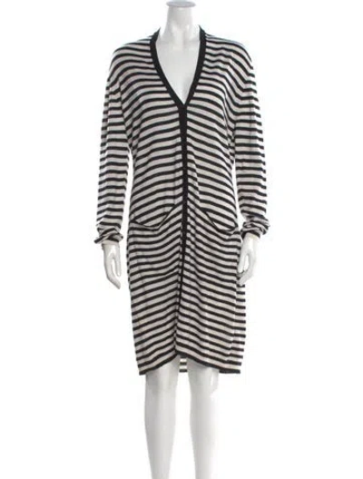 Pre-owned Max Mara Striped V-neck Sweater In Neutral