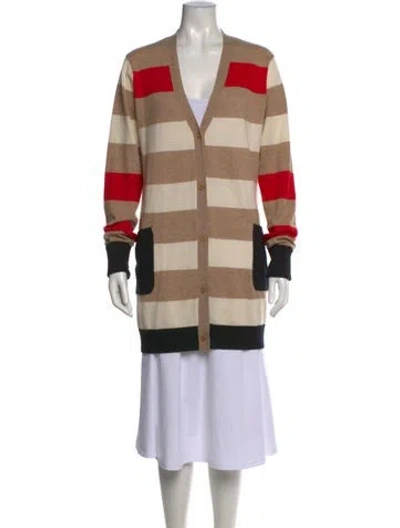 Pre-owned Max Mara Striped V-neck Sweater In Neutrals