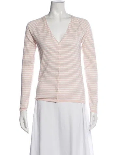 Pre-owned Max Mara Striped V-neck Sweater In Pink