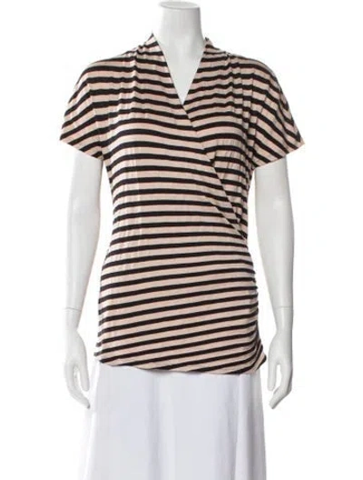 Pre-owned Max Mara Striped V-neck Top In Neutral