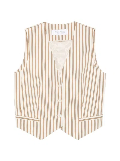 Max Mara Striped Waistcoat With Buttons In Neutral