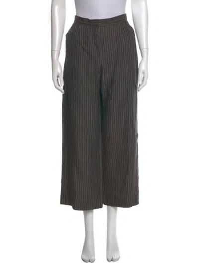 Pre-owned Max Mara Striped Wide Leg Pants In Black