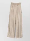 Max Mara Ladino Striped Silk Trousers In Neutral