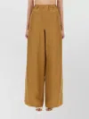 Max Mara Striped Wide Leg Trousers With Elastic Waistband In Brown