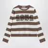 Max Mara Striped Wool Sweater With Embroidery In Brown