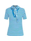 Max Mara Striped-pattern Bow-detail T-shirt In Blue