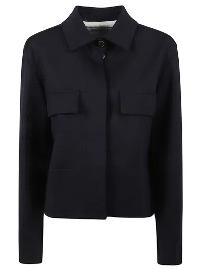 Max Mara Structured Black Jacket With Classic Collar In Blue
