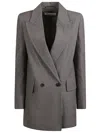 Max Mara Structured Double-breasted Jacket With Notched Lapels In Gray
