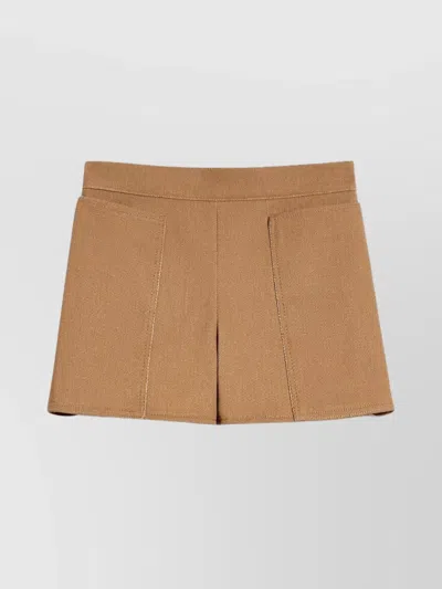 Max Mara Structured High Waist Patch Pocket Shorts In Burgundy